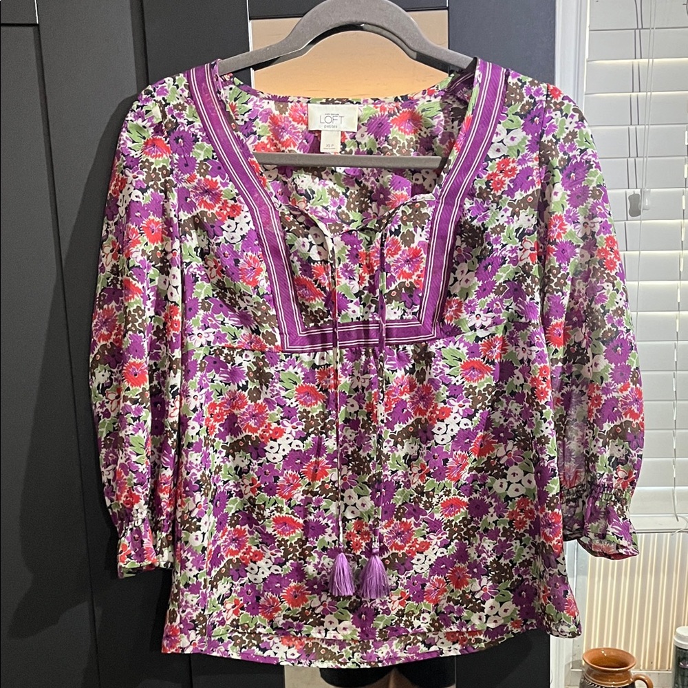 LOFT Multicolor Floral Blouse